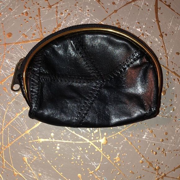 Paris Faux Patch Leather Black Gold Metallic Nesting Travel Bags - Picture 11 of 13